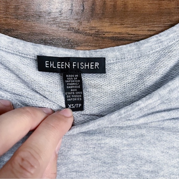 Eileen Fisher • Tencel Bateau Neck Top heather grey Stretch Terry tunic boat - Picture 3 of 7